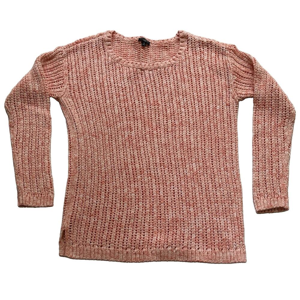 Talbots Petite SP Coral Peach Open Knit Mesh Pullover Sweater Lightweight